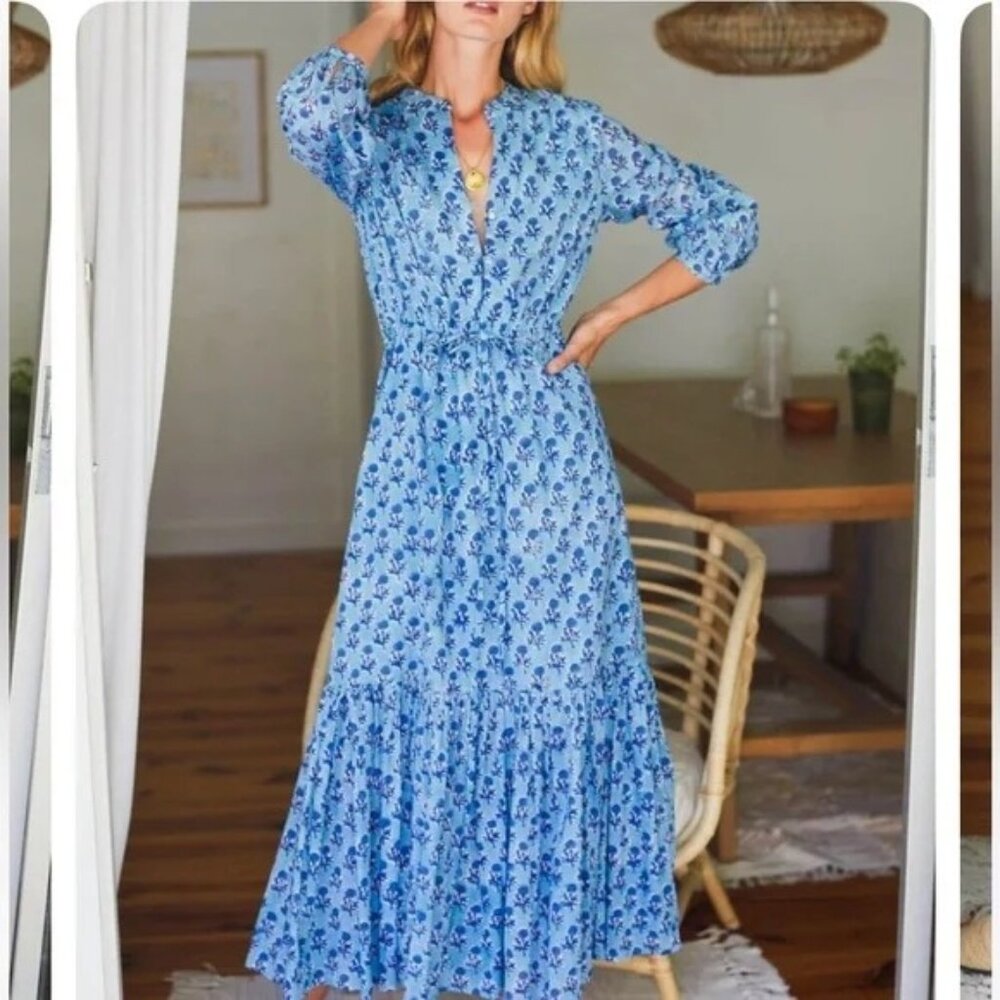 Emerson Fry Blue Floral Midi Dress